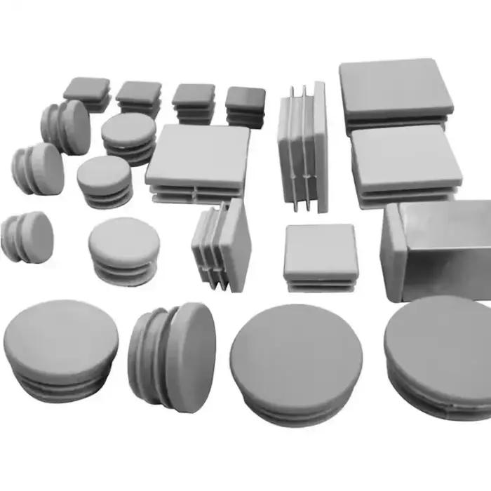 Embouts d'obturation en plastique gris, 16 pièces, Tube carré en acier, Inserts de tuyaux, bouchons 
