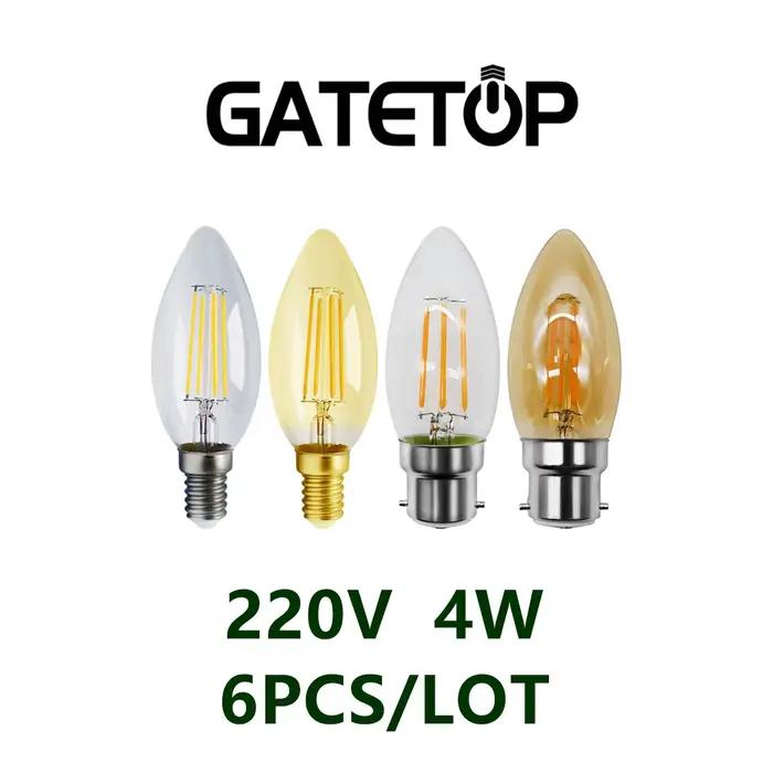 Lumière à Filament LED C35 E27 B22 E14 AC220V 4W sans scintillement 2700K 4000K, adaptée aux bars, a