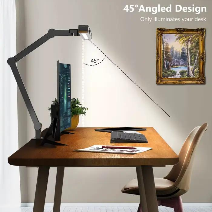Lampe de bureau LED avec pince, lampe de bureau d'architecte pour le bureau à domicile avec éclairag