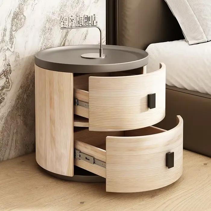Table de chevet nordique en bois massif, table de chevet, armoire de rangement, confortable avec tir