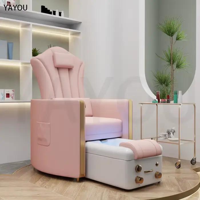 Chaises de pédicure moderne rose en cuir PU Salon pédicure reine Bakcrest trône pied Spa chaise pour