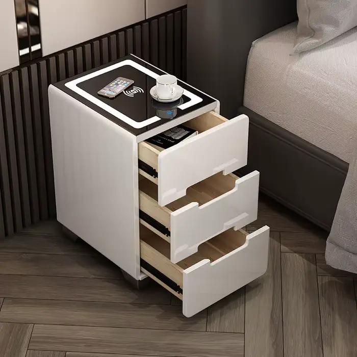 Table de chevet étroite de luxe pour chambre principale, en bois, design de créateur, meubles de cha