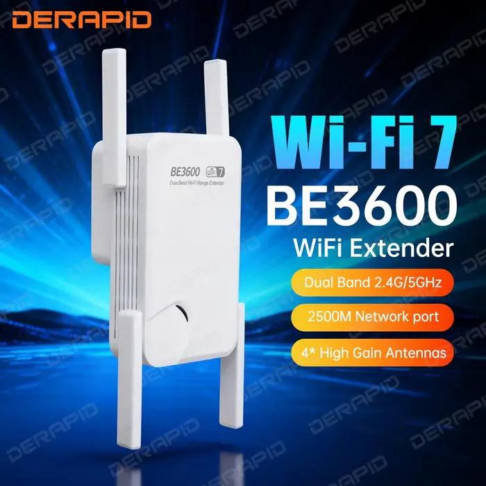 Répéteur Wi-Fi 7 3600 Mbps Double Bande 2.4G 5G avec 4 Antennes à Gain Élevé, Prise EU/US, Amplifica