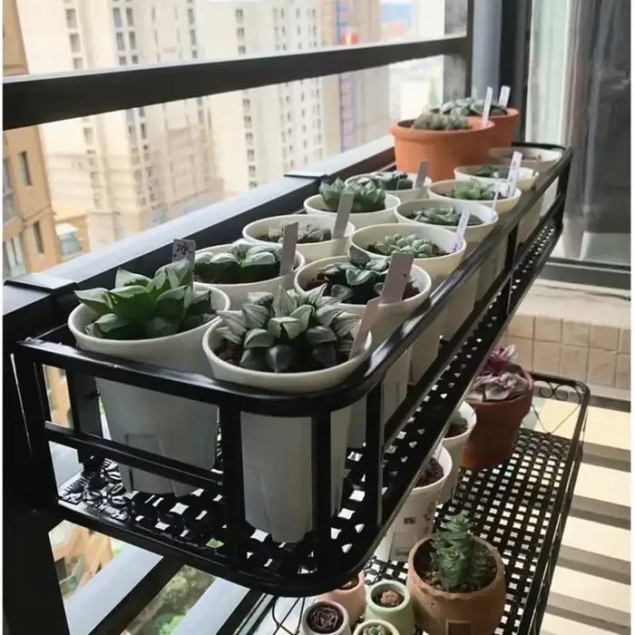 Support de fleurs de style européen élégant, rail de balcon d'art en fer extensible, support de pot 