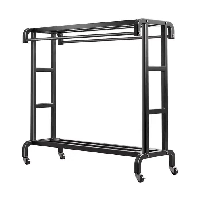 Manteau mobile T1 avec roues universelles, double pont multifonctionnel, cintre simple, armoire de c