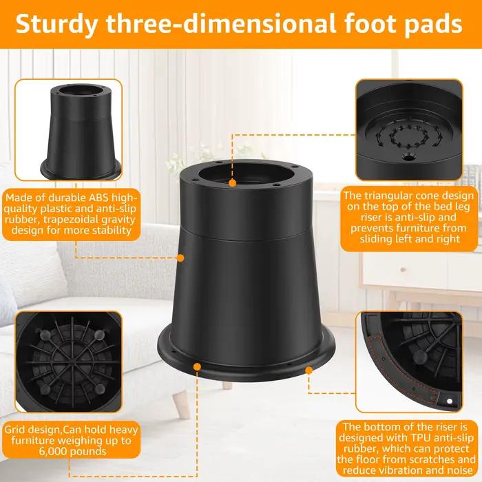 Coussinets rehaussants ronds en caoutchouc pour pieds de meubles, Supports jusqu'à 6000 lb, pour Tab