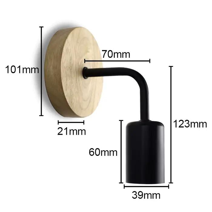 Applique murale industrielle Vintage en bois, ampoule rétro E27 à intensité variable, luminaire déco