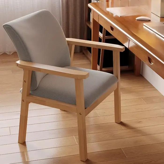 Chaise de salle à manger en bois massif pour salon, chaise de bureau confortable avec accoudoirs et 