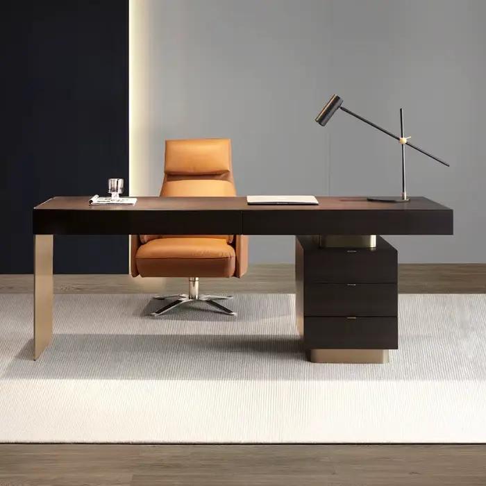 Table de bureau européenne autoportante avec tiroirs de rangement pour ordinateur, style nordique, p
