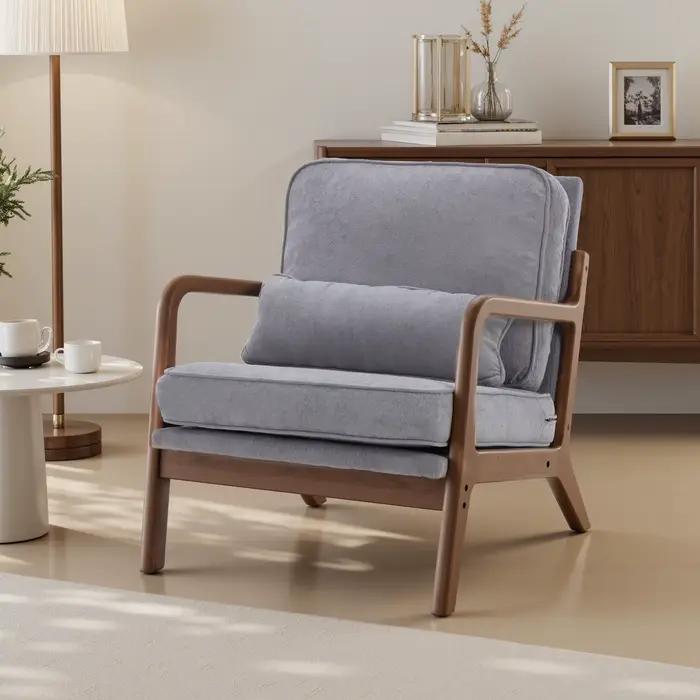 JHK chaise moderne du milieu du siècle chaise d'appoint avec accoudoirs et coussin de taille chaises