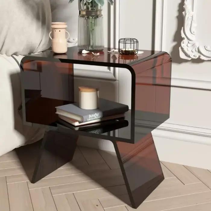Table de chevet flottante en acrylique, mini table basse, salon, table d'appoint de canapé, petit ap