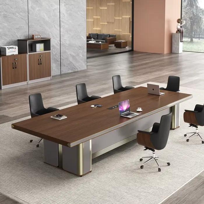 Table de conférence de bureau modulaire moderne pour 12 personnes, panneau en aluminium, meubles de 
