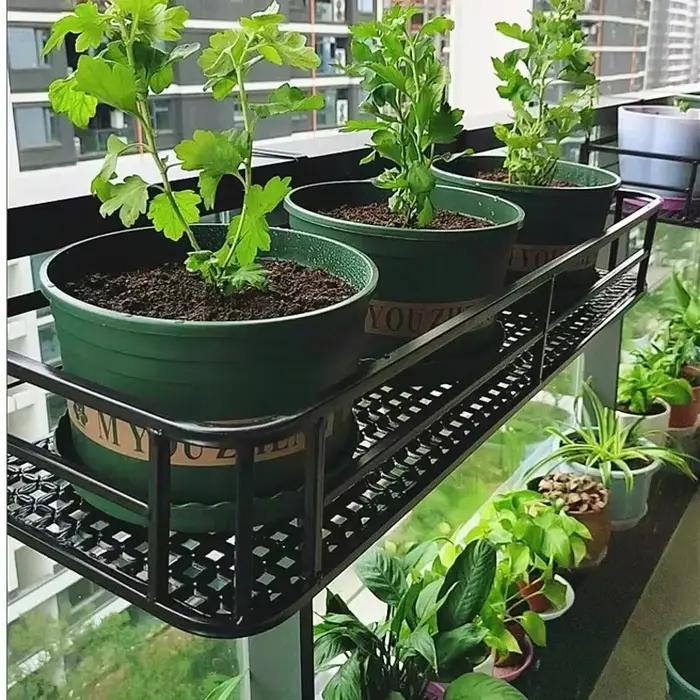 Support de fleurs de style européen élégant, rail de balcon d'art en fer extensible, support de pot 