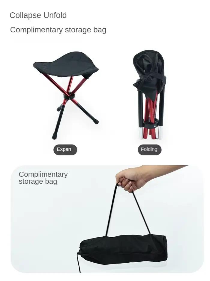 Tabouret pliant triangulaire portatif extérieur d'alliage d'aluminium épais, tabouret de Camping à j