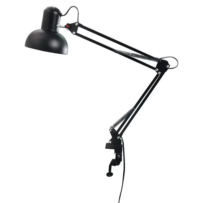 Lampe de bureau multi-articulée avec pince métallique, interrupteur marche/arrêt, bras oscillant par