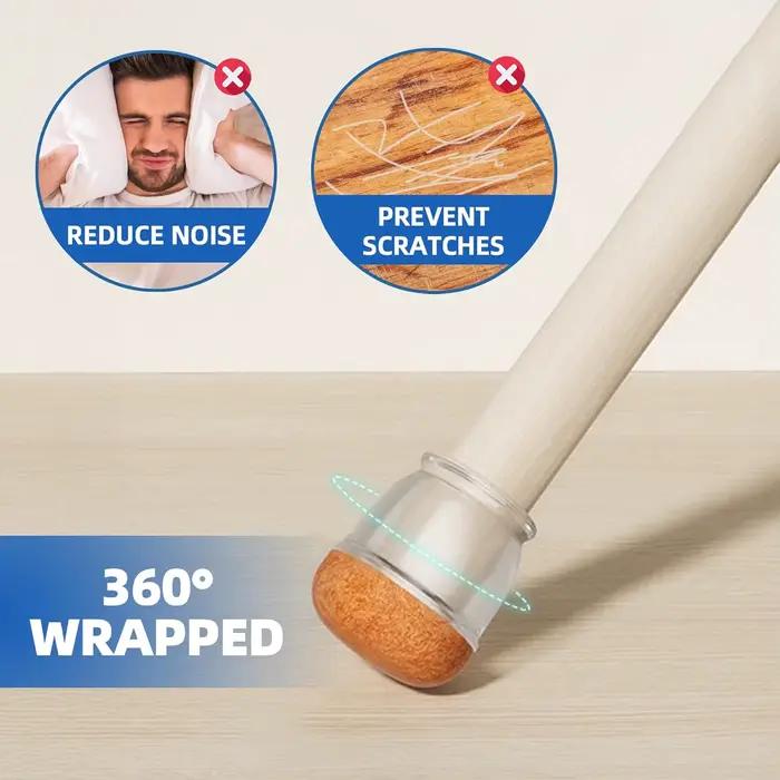 Protecteurs de sol transparents pour pieds de chaise, 8 pièces, avec coussinets en feutre épais, cou