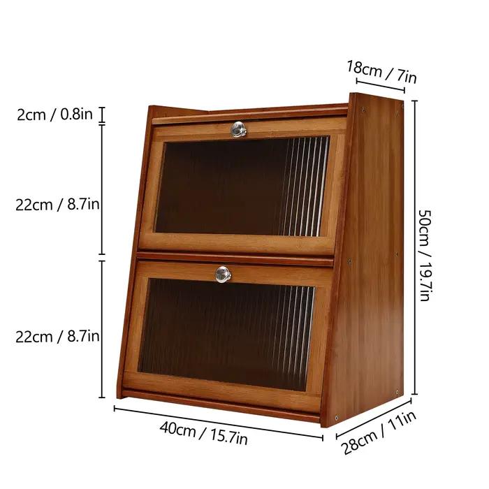 Armoire à 3 niveaux avec 2 portes, mini armoire de cuisine marron foncé, armoire de rangement avec e