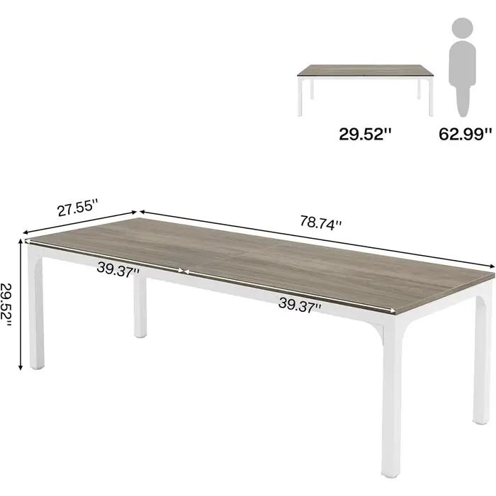 Bureau d'ordinateur extra long de 78,7 pouces, bureau pour 2 personnes, bureau double long, table de