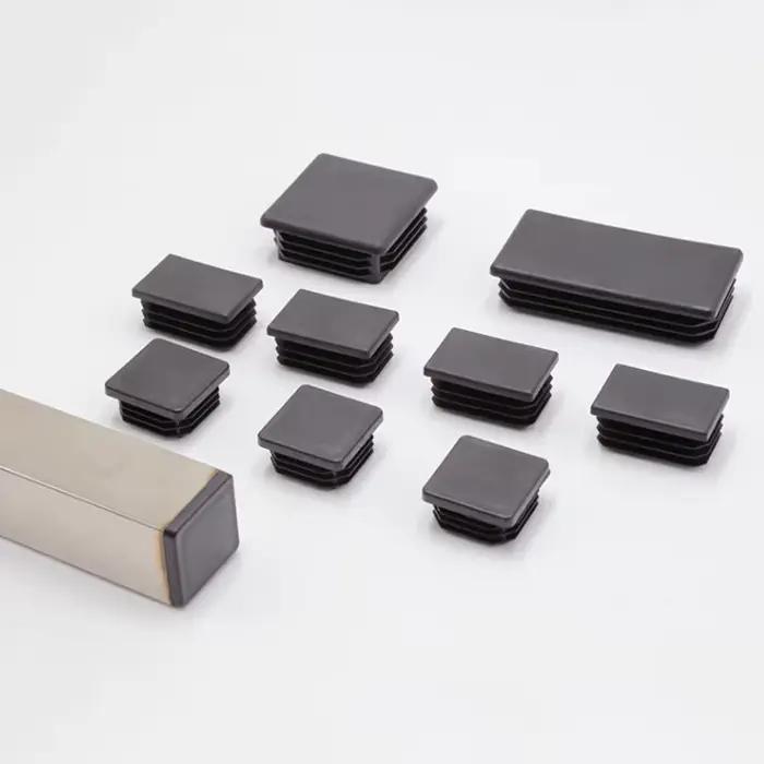 Bouchon d'extrémité d'obturation carré noir en plastique noir, couvercle de bouchon intérieur de meu