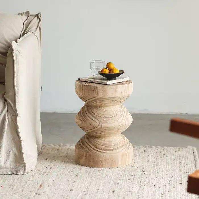 MOMO-Petite table d'appoint en bois, tabouret bas original, Wine--sabi, B & B, décoratif, rétro, boi