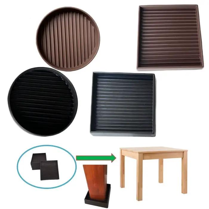 4 pièces/ensemble coussinets de meubles antidérapants carrés ronds en caoutchouc meubles roulettes t