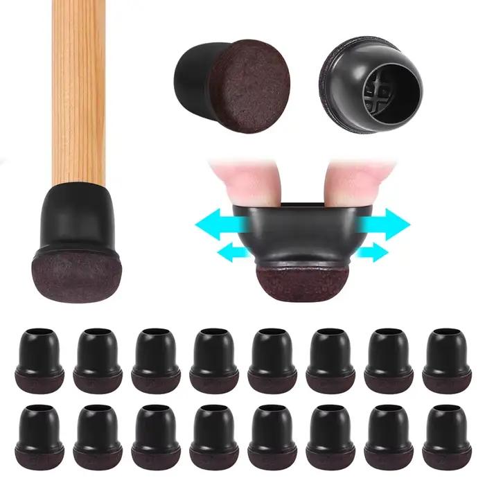 Protecteurs de sol pour pieds de chaise en Silicone noir, 16 pièces, avec tabouret de Bar enveloppé,