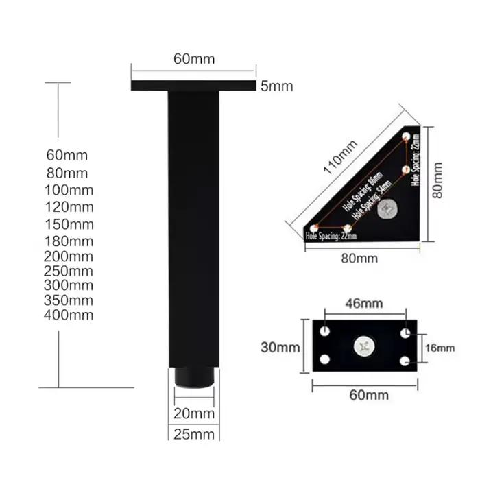 Pieds de meubles réglables en aluminium, 4 pièces, pieds de support en métal pour table basse, armoi