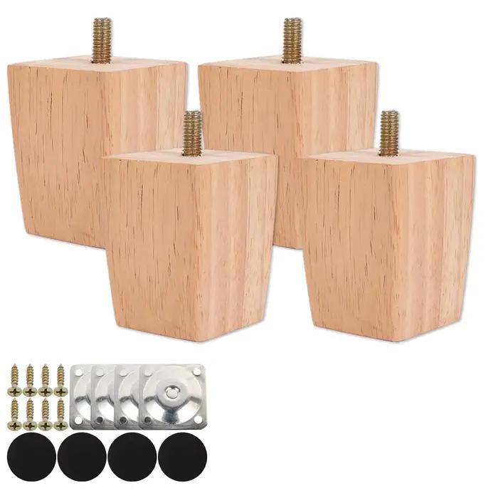 4 pièces pieds de meubles carrés 6/10/15cm pieds de meubles en bois massif lit canapé Table pieds ch