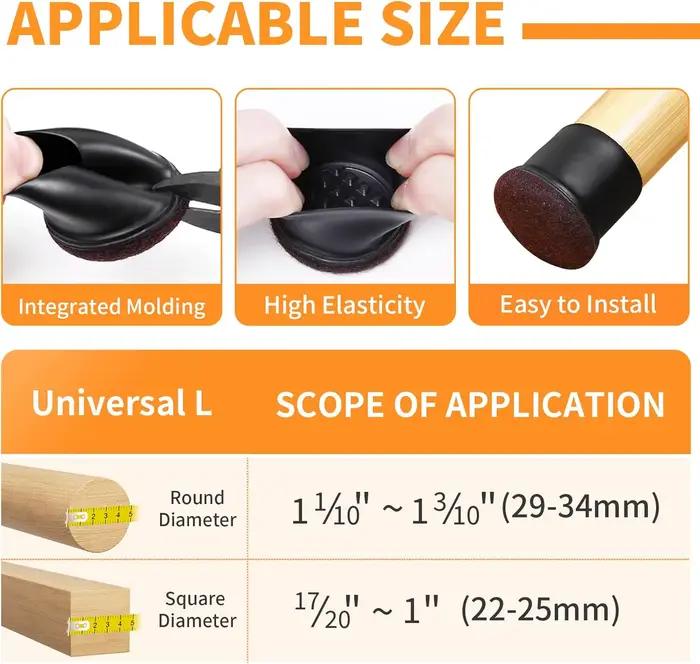 Couvre-pieds de meubles en silicone 360° pour pieds de chaise antidérapants 8 pièces pour protection de sol et aménagement intérieur