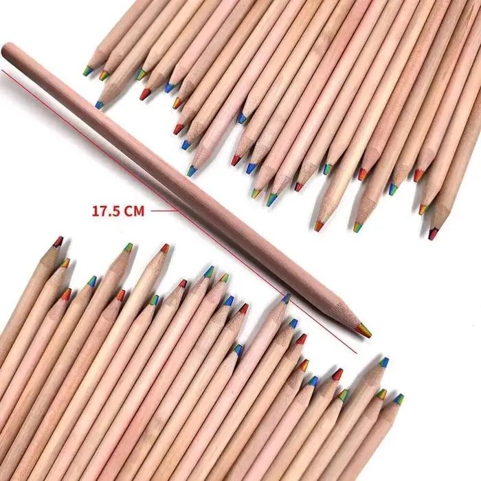 Crayon rond arc-en-ciel créatif 7 couleurs, 1 pièce, papeterie fournitures scolaires et de bureau, prix étudiant Kawaii Simple