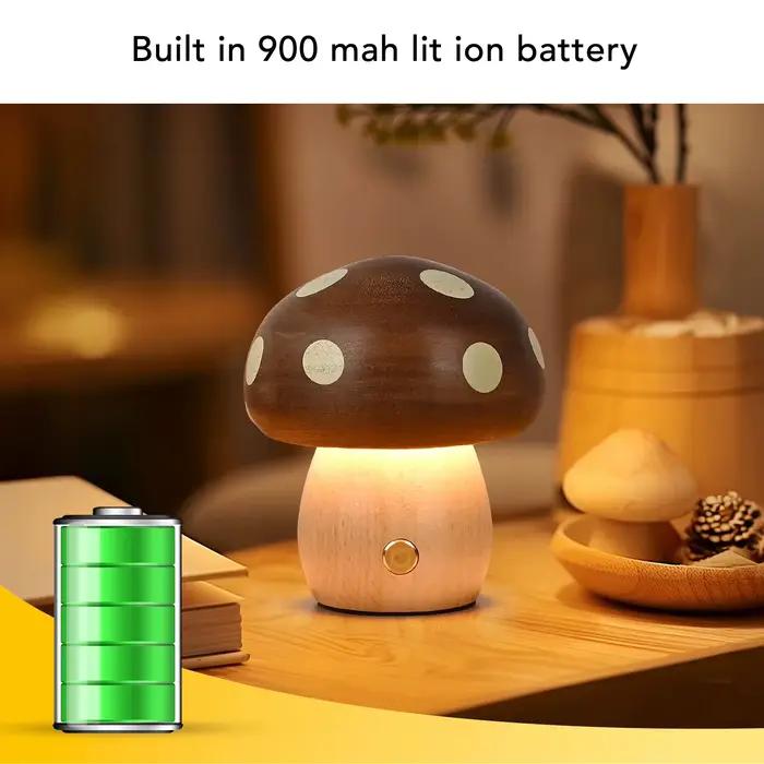 Lampe de chevet lumière chaude ébène bois LED
