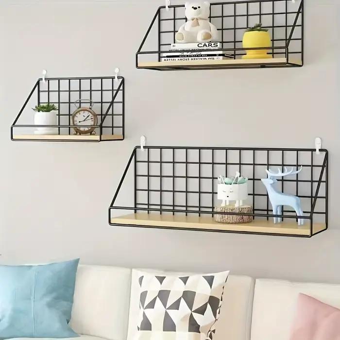 Étagère murale de rangement en bois et métal