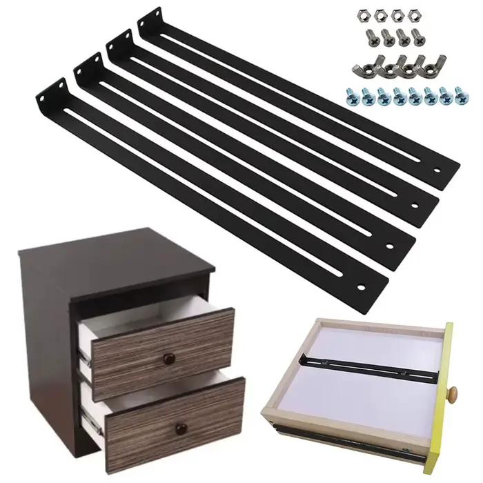 Kit de réparation de tiroirs avec vis, Kit de réparation de meubles, supports de montage, ensemble d'outils de Support inférieur pour tiroirs en bois/aggloméré/MDF