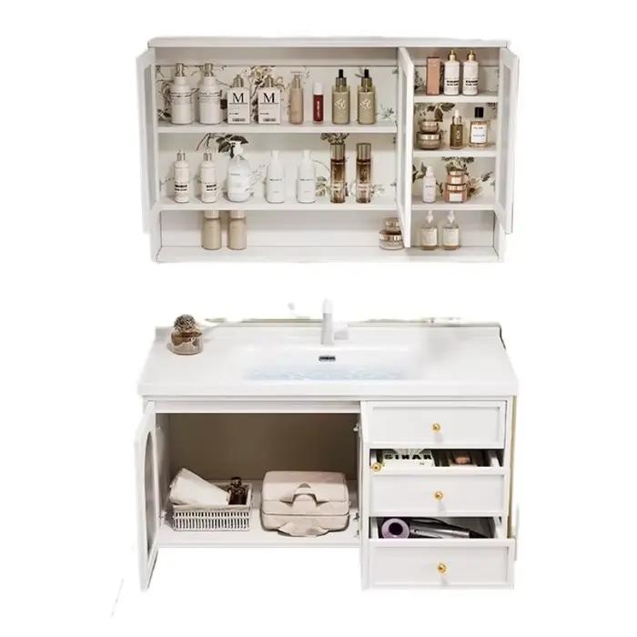 Vanités tiroir salle de bain armoire intégré verre rangement miroir salle de bain armoire moderne organisateur Armario Banheiro meubles