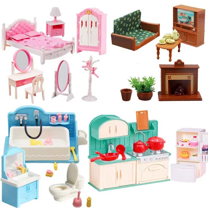 Meubles de maison de poupée, ensemble de salle de bain et de salon, meubles miniatures, accessoires de cuisine 1:12, petite maison de jeu, jouet, cadeau pour enfants