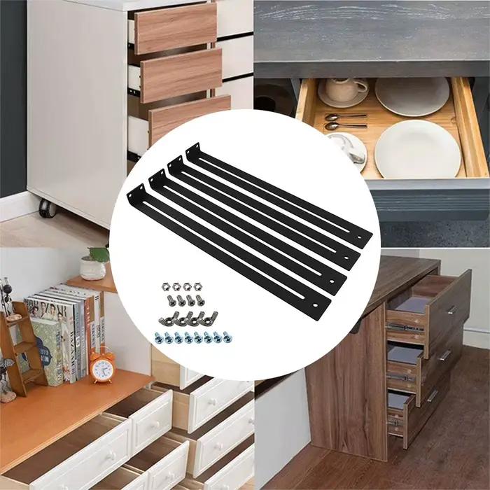 Kit de réparation de tiroirs avec vis, Kit de réparation de meubles, supports de montage, ensemble d'outils de Support inférieur pour tiroirs en bois/aggloméré/MDF