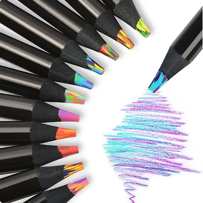 Crayons de couleur arc-en-ciel, 7 couleurs, nickel é concentrique, cadeau pour enfants, crayons de couleur, art, peinture, dessin