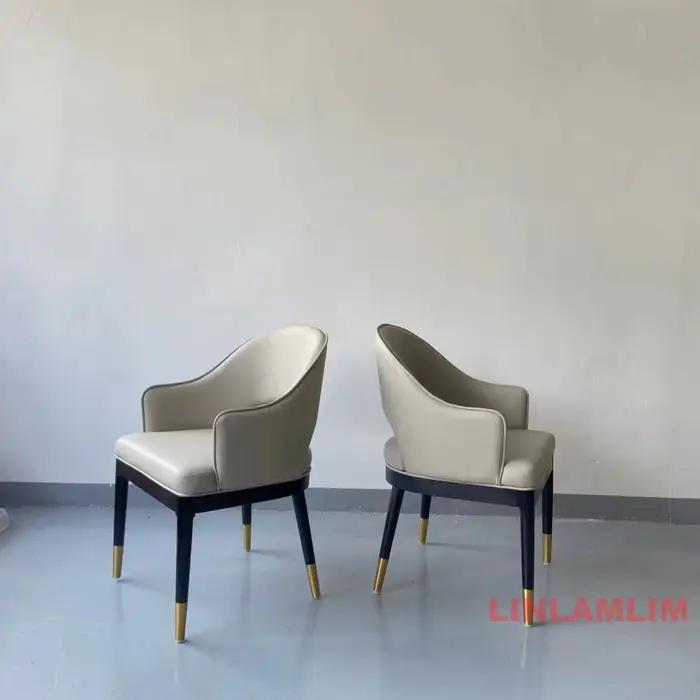 Ensemble de table à manger moderne 7 pièces pour 6 personnes, table à manger ronde en marbre avec 6 chaises rembourrées en cuir véritable, cuisine salle à manger