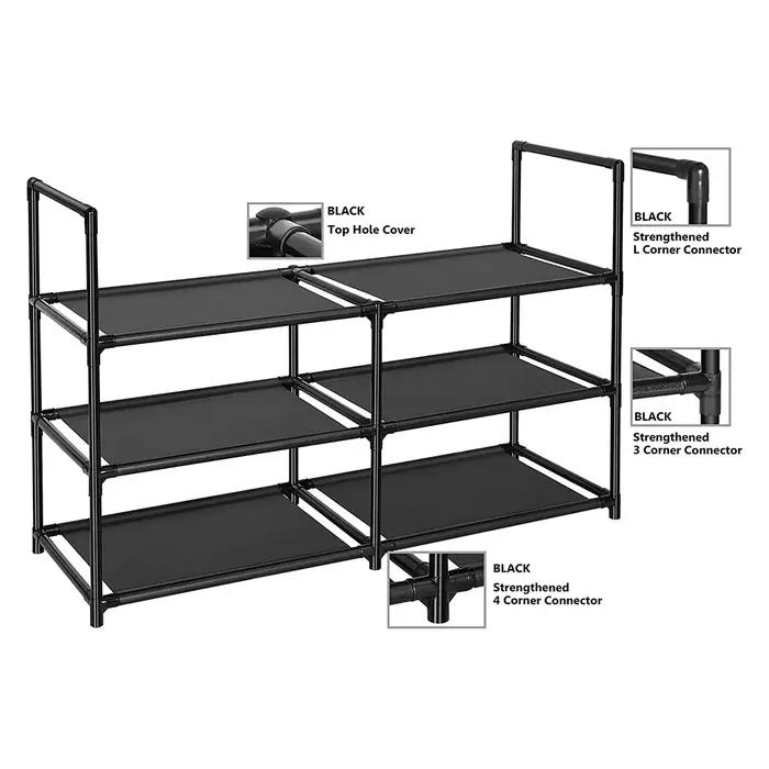 Etagere a chaussures a trois niveaux matiere fer avec couche impermeable pour rangement pratique et anti-poussiere dormitorium entrée garage