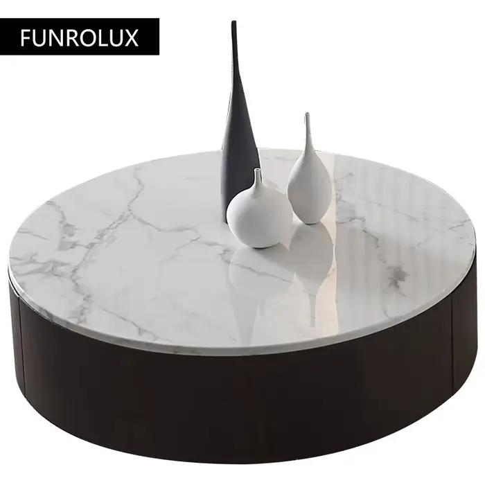 Table à thé ronde en marbre, meuble TV, rangement pour la maison, salon, minimaliste moderne, luxe doux