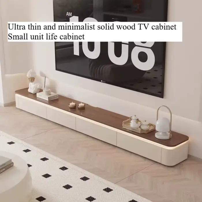 Ensemble meuble TV moderne et table basse blanche pour salon avec tiroirs et support mural pour rangement家居电视柜和茶几现代白色组合家具带抽屉和壁挂式存储家具
