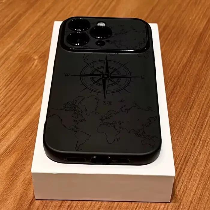 Coque de téléphone pour iPhone 11, iPhone 15, 16, 17 Pro Max, 14, 13, 12, X, XS, XR Plus, Air – Motif Boussole Créatif, Housse Souple Antichoc