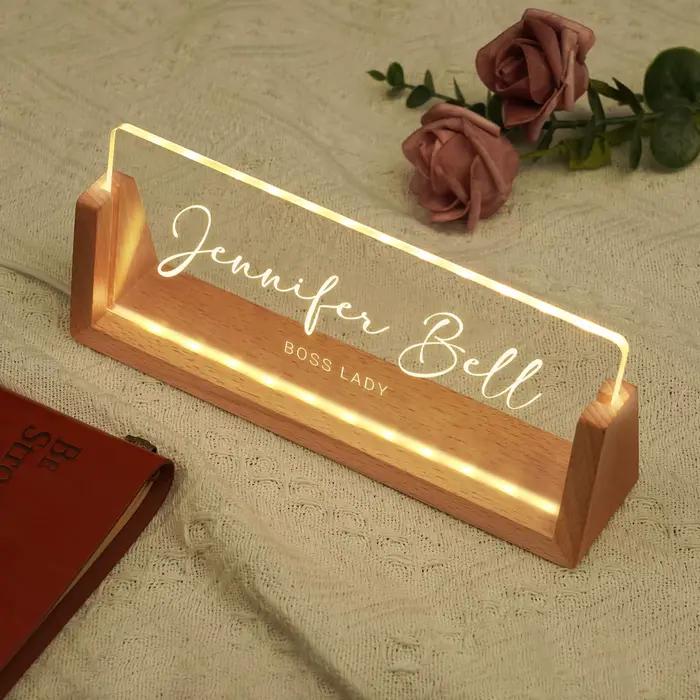 Plaque acrylique personnalisée avec nom de bureau lumineux