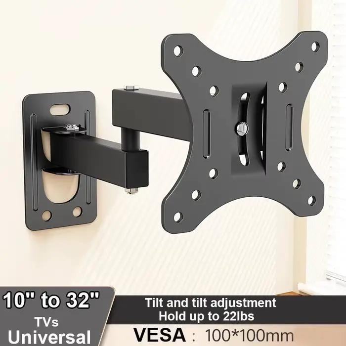 Support mural inclinable et pivotant pour téléviseur et moniteur avec bras articulé pour téléviseurs plats et incurvés de 10 à 32 pouces