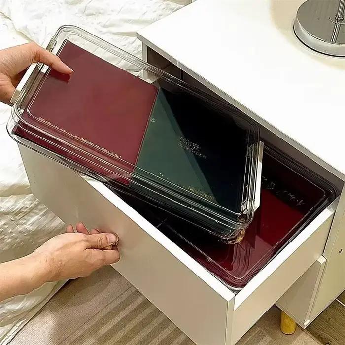 Boîte de rangement de papier de bureau transparente en acrylique