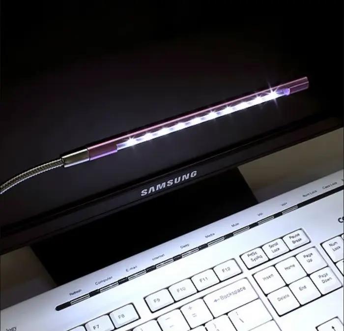 Matériel métallique USB LED lumières lampe de livre 10LED s Flexible