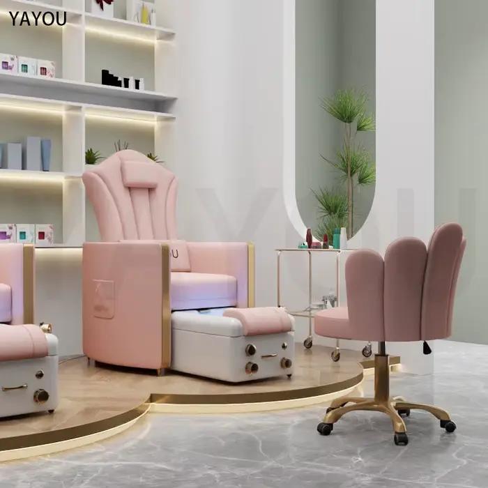 Chaises de pédicure moderne rose en cuir PU Salon pédicure reine Bakcrest trône pied Spa chaise pour Salon de manucure