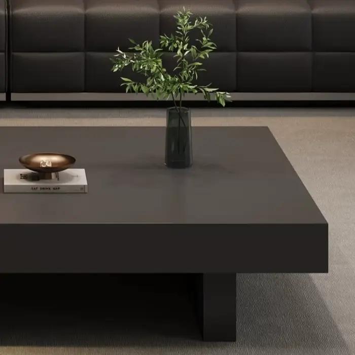 Table basse nordique moderne grande et noire avec rangement