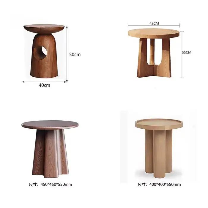 Table d'appoint en bois massif design nordique minimaliste moderne pour salon chambre hôtel gîte exposition table de chevet table basse table de canapé ronde