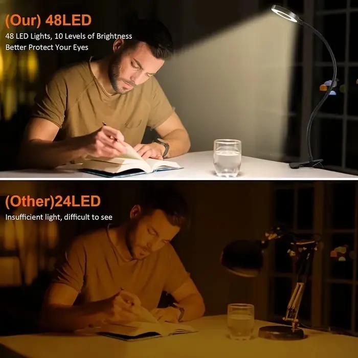 Clip lumineux LED avec flexible 360 ° col de cygne – lampe de lecture